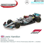 Modelauto 1:18 | Minichamps 110220044 | Mercedes AMG Petronas F1 W13 E-Performance 2022 #44 - L.Hamilton Modelauto 1:18 | Minichamps 110220044 | Mercedes AMG Petronas F1 W13 E-Performance 2022 #44 - L.Hamilton