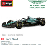 Modelauto 1:43 | Bburago 18-38090S | Aston Martin Aramco Cognizant F1 Team AMR23 2023 #18 - L.Stroll Modelauto 1:43 | Bburago 18-38090S | Aston Martin Aramco Cognizant F1 Team AMR23 2023 #18 - L.Stroll