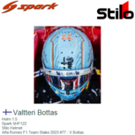 Helm 1:5 | Spark 5HF122 | Stilo Helmet | Alfa Romeo F1 Team Stake 2023 #77 - V.Bottas Helm 1:5 | Spark 5HF122 | Stilo Helmet | Alfa Romeo F1 Team Stake 2023 #77 - V.Bottas
