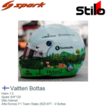Helm 1:5 | Spark 5HF120 | Stilo Helmet | Alfa Romeo F1 Team Stake 2023 #77 - V.Bottas Helm 1:5 | Spark 5HF120 | Stilo Helmet | Alfa Romeo F1 Team Stake 2023 #77 - V.Bottas