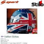 Helm 1:5 | Spark 5HF119 | Stilo Helmet | Alfa Romeo F1 Team Stake 2023 #77 - V.Bottas Helm 1:5 | Spark 5HF119 | Stilo Helmet | Alfa Romeo F1 Team Stake 2023 #77 - V.Bottas