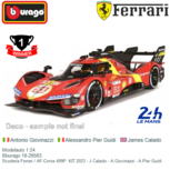 Modelauto 1:24 | Bburago 18-26583 | Scuderia Ferrari / AF-Corse 499P KIT 2023 - J.Calado - A.Giovinazzi - A.Pier Guidi Modelauto 1:24 | Bburago 18-26583 | Scuderia Ferrari / AF-Corse 499P KIT 2023 - J.Calado - A.Giovinazzi - A.Pier Guidi