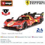 Modelauto 1:24 | Bburago 18-26309 | Scuderia Ferrari / AF-Corse 499P 2023 - J.Calado - A.Giovinazzi - A.Pier Guidi Modelauto 1:24 | Bburago 18-26309 | Scuderia Ferrari / AF-Corse 499P 2023 - J.Calado - A.Giovinazzi - A.Pier Guidi