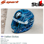 Helm 1:5 | Spark 5HF106 | Stilo Helmet | Alfa Romeo F1 Team Sake 2023 #77 - V.Bottas Helm 1:5 | Spark 5HF106 | Stilo Helmet | Alfa Romeo F1 Team Sake 2023 #77 - V.Bottas