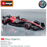 Modelauto 1:43 | Bburago 18-38085Z | Alfa Romeo C43 | Alfa-Romeo F1 Team Stake 2023 #24 - Z.GuanYu Modelauto 1:43 | Bburago 18-38085Z | Alfa Romeo C43 | Alfa-Romeo F1 Team Stake 2023 #24 - Z.GuanYu