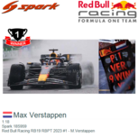 1:18 | Spark 18S959 | Red Bull Racing RB19 RBPT 2023 #1 - M.Verstappen 1:18 | Spark 18S959 | Red Bull Racing RB19 RBPT 2023 #1 - M.Verstappen