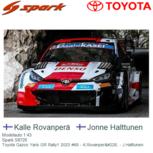 Modelauto 1:43 | Spark S6720 | Toyota Gazoo Yaris GR Rally1 2023 #69 - K.Rovanperä - J.Halttunen Modelauto 1:43 | Spark S6720 | Toyota Gazoo Yaris GR Rally1 2023 #69 - K.Rovanperä - J.Halttunen