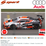 Modelauto 1:43 | Spark SB527 | Audi Sport Team WRT R8 LMS GT3 2022 #32 - D.Vanthoor - C.Weerts - K.van der Linde Modelauto 1:43 | Spark SB527 | Audi Sport Team WRT R8 LMS GT3 2022 #32 - D.Vanthoor - C.Weerts - K.van der Linde