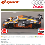 Modelauto 1:43 | Spark SB534 | Audi R8 LMS GT3 | Boutsen Racing 2022 #10 - B.Lessennes - A.Leclerc - A.Eteki - K.Ojjeh Modelauto 1:43 | Spark SB534 | Audi R8 LMS GT3 | Boutsen Racing 2022 #10 - B.Lessennes - A.Leclerc - A.Eteki - K.Ojjeh