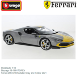 Modelauto 1:18 | Bburago 18-16017GREY | Ferrari 296 GTB Metallic Gray and Yellow 2021 Modelauto 1:18 | Bburago 18-16017GREY | Ferrari 296 GTB Metallic Gray and Yellow 2021