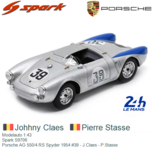 Modelauto 1:43 | Spark S9706 | Porsche AG 550/4 RS Spyder 1954 #39 - J.Claes - P.Stasse Modelauto 1:43 | Spark S9706 | Porsche AG 550/4 RS Spyder 1954 #39 - J.Claes - P.Stasse