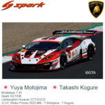 Modelauto 1:43 | Spark SGT038 | Lamborghini Huracan GT3 EVO2 | JLOC Weibo Primez 2022 #88 - Y.Motojima - T.Kogure Modelauto 1:43 | Spark SGT038 | Lamborghini Huracan GT3 EVO2 | JLOC Weibo Primez 2022 #88 - Y.Motojima - T.Kogure