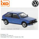 Modelauto 1:43 | IXO-Models CLC505N.22 | Volkswagen Polo Coupe GT Metallic Blue 1985 Modelauto 1:43 | IXO-Models CLC505N.22 | Volkswagen Polo Coupe GT Metallic Blue 1985