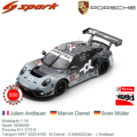 Modelauto 1:18 | Spark 18SB056 | Porsche 911 GT3 R | Toksport WRT 2022 #100 - M.Dienst - S.Müller - J.Andlauer Modelauto 1:18 | Spark 18SB056 | Porsche 911 GT3 R | Toksport WRT 2022 #100 - M.Dienst - S.Müller - J.Andlauer