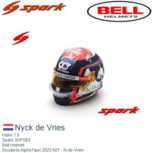 Helm 1:5 | Spark 5HF093 | Bell Helmet | Scuderia AlphaTauri 2023 #21 - N.de Vries Helm 1:5 | Spark 5HF093 | Bell Helmet | Scuderia AlphaTauri 2023 #21 - N.de Vries