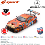 Modelauto 1:43 | Spark AS060 | Mercedes AMG GT3 | Sunergy1 Racing 2022 #75 - M.Konrad - K.Habul - L.Stolz - J.Gounon Modelauto 1:43 | Spark AS060 | Mercedes AMG GT3 | Sunergy1 Racing 2022 #75 - M.Konrad - K.Habul - L.Stolz - J.Gounon