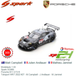 Modelauto 1:43 | Spark SG865 | Porsche 911 GT3 R | Toksport WRT 2022 #27 - M.Campbell - J.Andlauer - M.Jaminet Modelauto 1:43 | Spark SG865 | Porsche 911 GT3 R | Toksport WRT 2022 #27 - M.Campbell - J.Andlauer - M.Jaminet