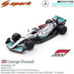 Modelauto 1:64 | Spark Y257 | Mercedes AMG F1 W13 E-Performance | Mercedes-AMG Petronas Formula One Team 2022 #63 - G.Russell Modelauto 1:64 | Spark Y257 | Mercedes AMG F1 W13 E-Performance | Mercedes-AMG Petronas Formula One Team 2022 #63 - G.Russell