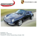 Modelauto 1:18 | Minichamps 155061130 | Porsche 911 Carrera Cabriolet Blauw Metallic 1994 Modelauto 1:18 | Minichamps 155061130 | Porsche 911 Carrera Cabriolet Blauw Metallic 1994