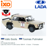 1:43 | IXO-Models RAC428.22 | Lada VAZ 2105 VFTS B8 Creme 1984 #1 - V.Soots - T.Putmaker 1:43 | IXO-Models RAC428.22 | Lada VAZ 2105 VFTS B8 Creme 1984 #1 - V.Soots - T.Putmaker
