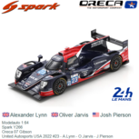 Modelauto 1:64 | Spark Y266 | Oreca 07 Gibson | United Autosports USA 2022 #23 - A.Lynn - O.Jarvis - J.Pierson Modelauto 1:64 | Spark Y266 | Oreca 07 Gibson | United Autosports USA 2022 #23 - A.Lynn - O.Jarvis - J.Pierson