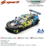 Modelauto 1:43 | Spark S8655 | Aston Martin Vantage AMR | Northwest AMR 2022 #98 - P.Dalla Lana - N.Thiim - D.Pittard Modelauto 1:43 | Spark S8655 | Aston Martin Vantage AMR | Northwest AMR 2022 #98 - P.Dalla Lana - N.Thiim - D.Pittard
