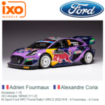 Modelauto 1:18 | IXO-Models 18RMC111.22 | M-Sport Ford WRT Puma Rally1 WRC2 2022 #16 - A.Fourmaux - A.Coria Modelauto 1:18 | IXO-Models 18RMC111.22 | M-Sport Ford WRT Puma Rally1 WRC2 2022 #16 - A.Fourmaux - A.Coria