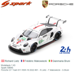 Modelauto 1:43 | Spark S8645 | Porsche GT Team 911 RSR-19 2022 #91 - R.Lietz - F.Makowiecki - G.Bruni Modelauto 1:43 | Spark S8645 | Porsche GT Team 911 RSR-19 2022 #91 - R.Lietz - F.Makowiecki - G.Bruni