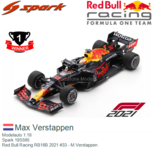 Modelauto 1:18 | Spark 18S595 | Red Bull Racing RB16B 2021 #33 - M.Verstappen Modelauto 1:18 | Spark 18S595 | Red Bull Racing RB16B 2021 #33 - M.Verstappen