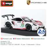 Modelauto 1:24 | Bburago 18-28016 | Porsche GT Team 911 2020 #91 - R.Lietz - F.Makowiecki - G.Bruni Modelauto 1:24 | Bburago 18-28016 | Porsche GT Team 911 2020 #91 - R.Lietz - F.Makowiecki - G.Bruni