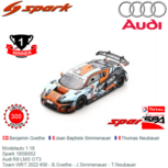Modelauto 1:18 | Spark 18SB052 | Audi R8 LMS GT3 | Team WRT 2022 #30 - B.Goethe - J.Simmenauer - T.Neubauer Modelauto 1:18 | Spark 18SB052 | Audi R8 LMS GT3 | Team WRT 2022 #30 - B.Goethe - J.Simmenauer - T.Neubauer