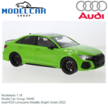 Modelauto 1:18 | Model Car Group 18449 | Audi RS3 Limousine Metallic Bright Green 2022 Modelauto 1:18 | Model Car Group 18449 | Audi RS3 Limousine Metallic Bright Green 2022
