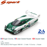 1:18 | Spark 18S844 | WM Secateva P88 Peugeot 1988 #51 - C.Haldi - R.Dorchy - J.Raulet 1:18 | Spark 18S844 | WM Secateva P88 Peugeot 1988 #51 - C.Haldi - R.Dorchy - J.Raulet