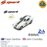 Modelauto 1:43 | Spark S8212 | Lotus Elite | Team Elite 1963 #38 - F.Gardner - J.Coundley Modelauto 1:43 | Spark S8212 | Lotus Elite | Team Elite 1963 #38 - F.Gardner - J.Coundley