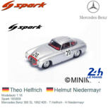 Modelauto 1:18 | Spark 18S859 | Mercedes Benz 300 SL 1952 #20 - T.Helfrich - H.Niedermayr Modelauto 1:18 | Spark 18S859 | Mercedes Benz 300 SL 1952 #20 - T.Helfrich - H.Niedermayr