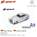 Modelauto 1:18 | Spark 18S860 | Mercedes Benz 300 SL 1952 #22 - K.Kling - H.Klenk Modelauto 1:18 | Spark 18S860 | Mercedes Benz 300 SL 1952 #22 - K.Kling - H.Klenk