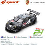 Modelauto 1:18 | Spark 18SG060 | Porsche 911 GT3 R | Toksport WRT 2022 #27 - M.Campbell - J.Andlauer - M.Jaminet Modelauto 1:18 | Spark 18SG060 | Porsche 911 GT3 R | Toksport WRT 2022 #27 - M.Campbell - J.Andlauer - M.Jaminet