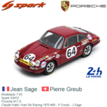 Modelauto 1:43 | Spark S4412 | Porsche 911 S | Claude Haldi / Hart Ski Racing 1970 #64 - P.Greub - J.Sage Modelauto 1:43 | Spark S4412 | Porsche 911 S | Claude Haldi / Hart Ski Racing 1970 #64 - P.Greub - J.Sage