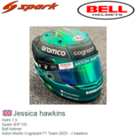 Helm 1:5 | Spark 5HF133 | Bell Helmet | Aston Martin Cognizant F1 Team 2023 - J.hawkins Helm 1:5 | Spark 5HF133 | Bell Helmet | Aston Martin Cognizant F1 Team 2023 - J.hawkins