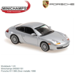Modelauto 1:43 | Minichamps 940061181 | Porsche 911 996 Zilver metallic 1998 Modelauto 1:43 | Minichamps 940061181 | Porsche 911 996 Zilver metallic 1998