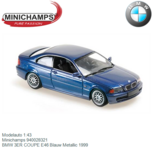 Modelauto 1:43 | Minichamps 940028321 | BMW 3ER COUPE E46 Blauw Metallic 1999 Modelauto 1:43 | Minichamps 940028321 | BMW 3ER COUPE E46 Blauw Metallic 1999