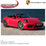 1:18 | Minichamps 155063032 | Porsche 911 Carrera 4 GTS Cabriolet Rood 2020 1:18 | Minichamps 155063032 | Porsche 911 Carrera 4 GTS Cabriolet Rood 2020