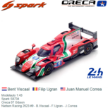 Modelauto 1:43 | Spark S8734 | Oreca 07 Gibson | Nielsen Racing 2023 #9 - B.Viscaal - F.Ugran - J.Correa Modelauto 1:43 | Spark S8734 | Oreca 07 Gibson | Nielsen Racing 2023 #9 - B.Viscaal - F.Ugran - J.Correa