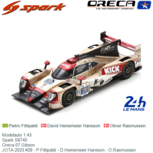 Modelauto 1:43 | Spark S8740 | Oreca 07 Gibson | JOTA 2023 #28 - P.Fittipaldi - D.Heinemeier Hansson - O.Rasmussen Modelauto 1:43 | Spark S8740 | Oreca 07 Gibson | JOTA 2023 #28 - P.Fittipaldi - D.Heinemeier Hansson - O.Rasmussen
