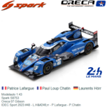 Modelauto 1:43 | Spark S8753 | Oreca 07 Gibson | IDEC Sport 2023 #48 - L.Hörr - P.Lafargue - P.Chatin Modelauto 1:43 | Spark S8753 | Oreca 07 Gibson | IDEC Sport 2023 #48 - L.Hörr - P.Lafargue - P.Chatin