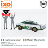 Modelauto 1:43 | IXO-Models SPRM001-75 | Lancia Alitalia Stratos HF 1975 #14 - S.Munari - M.Mannucci Modelauto 1:43 | IXO-Models SPRM001-75 | Lancia Alitalia Stratos HF 1975 #14 - S.Munari - M.Mannucci