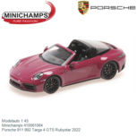 Modelauto 1:43 | Minichamps 410061064 | Porsche 911 992 Targa 4 GTS Rubystar 2022 Modelauto 1:43 | Minichamps 410061064 | Porsche 911 992 Targa 4 GTS Rubystar 2022