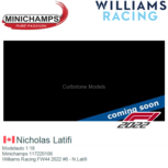 Modelauto 1:18 | Minichamps 117220106 | Williams Racing FW44 2022 #6 - N.Latifi Modelauto 1:18 | Minichamps 117220106 | Williams Racing FW44 2022 #6 - N.Latifi